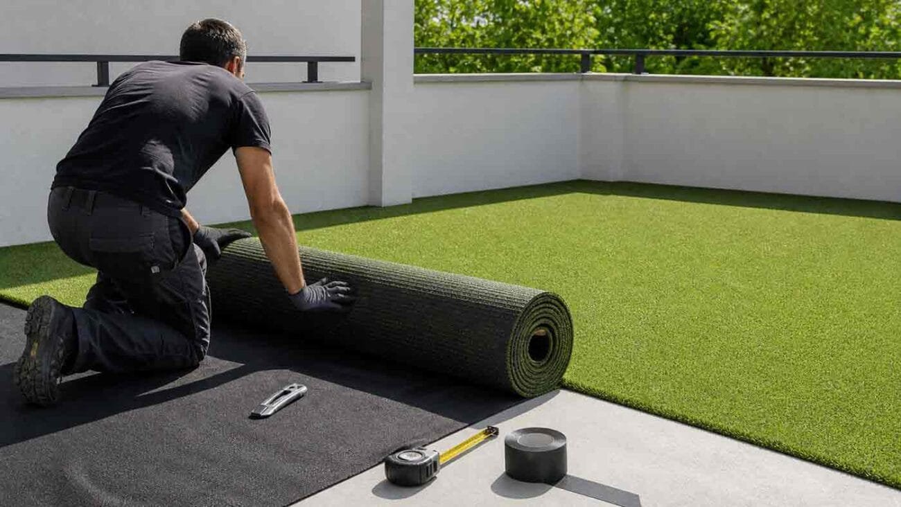 Comment couvrir une grande terrasse en gazon synthétique ?